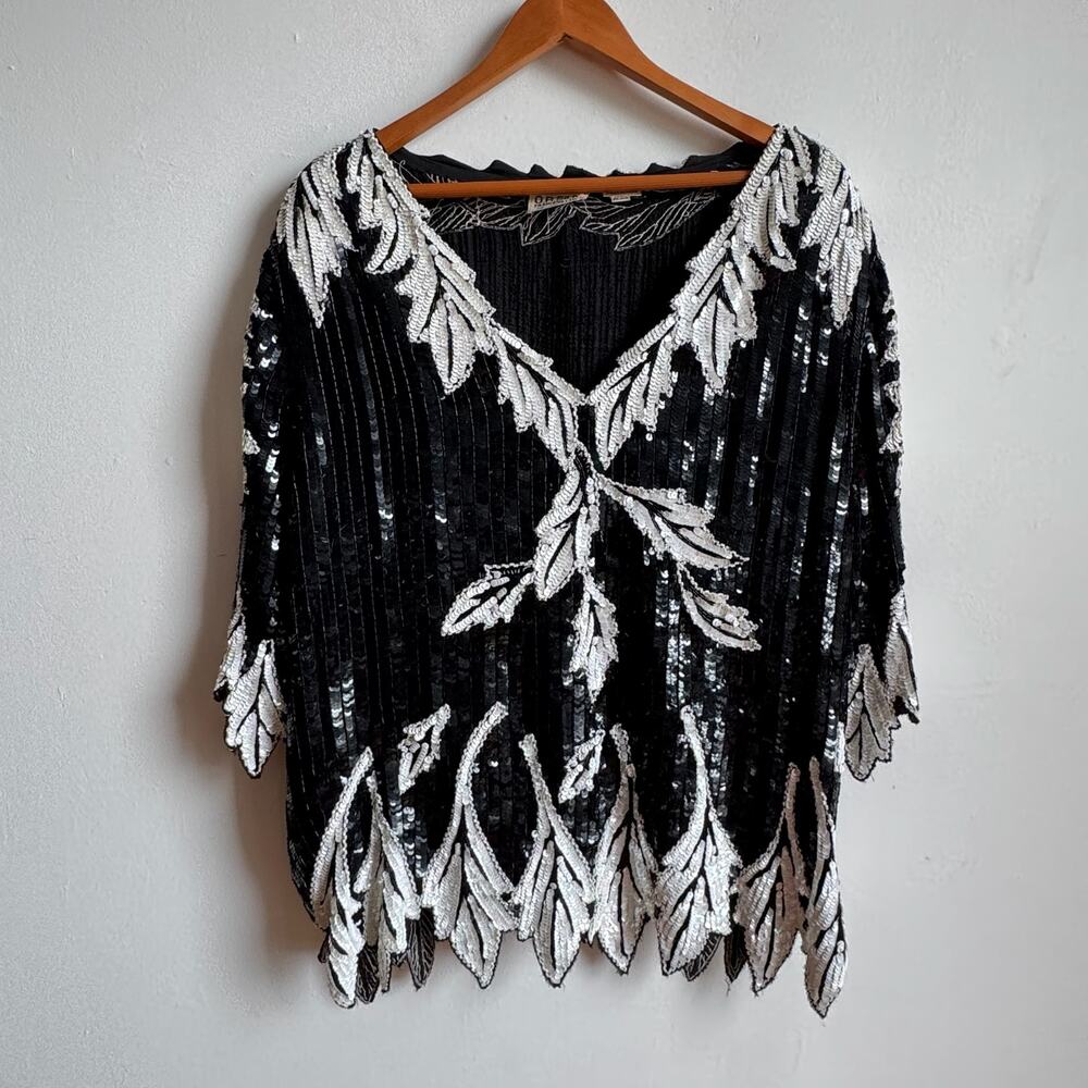 Vintage O.R. SILK Sequined Silk Top